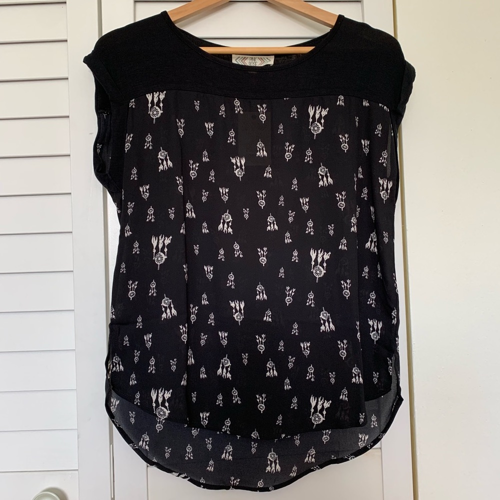 Pink Rose Black and White Shirt
